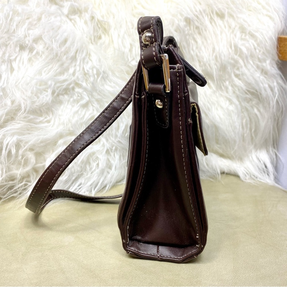 Vintage First Issue Liz Claiborne Vegan Brown Leather Compact Shoulder HandBag - Picture 7 of 16